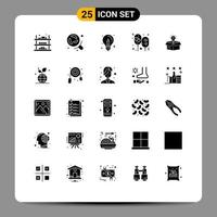 User Interface Pack of 25 Basic Solid Glyphs of party balloon science air design Editable Vector Design Elements