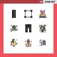 User Interface Pack of 9 Basic Filledline Flat Colors of corn pants easter clothes web Editable Vector Design Elements