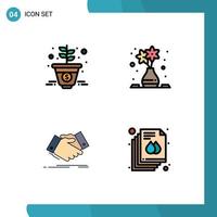 Modern Set of 4 Filledline Flat Colors and symbols such as growth hand shake money column agreement Editable Vector Design Elements