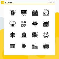 Pack of 16 creative Solid Glyphs of cloud networking cloud based services tubs service maintenance Editable Vector Design Elements