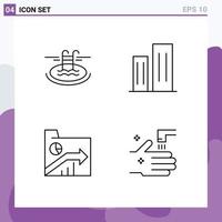 Set of 4 Modern UI Icons Symbols Signs for swimming business serves business folder Editable Vector Design Elements