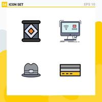 Modern Set of 4 Filledline Flat Colors and symbols such as canned tourism control remote business Editable Vector Design Elements