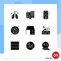 User Interface Pack of 9 Basic Solid Glyphs of bureau electric plug technology alternative energy phone Editable Vector Design Elements