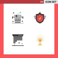 4 Universal Flat Icons Set for Web and Mobile Applications bucket coding wine secure development Editable Vector Design Elements