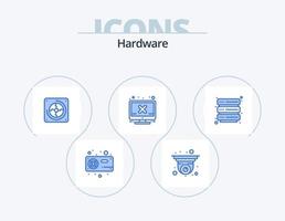 paquete de iconos azul de hardware 5 diseño de iconos. hospedaje pantalla. cámara de seguridad. hardware. admirador vector