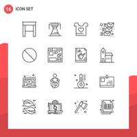 Pack of 16 creative Outlines of forbidden email message clothes mailing email Editable Vector Design Elements