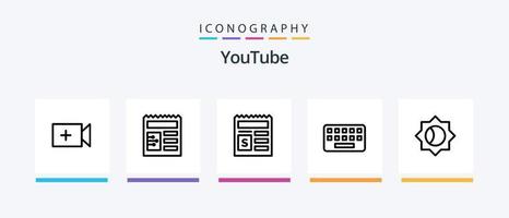 Youtube Line 5 Icon Pack Including money. basic. basic. ui. ux. Creative Icons Design vector