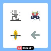 4 Thematic Vector Flat Icons and Editable Symbols of exercise arrow costume boat back Editable Vector Design Elements