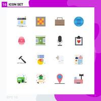 conjunto de pictogramas de 16 colores planos simples del software de seguridad del huevo de pascua bolsa de la escuela de internet paquete editable de elementos de diseño de vectores creativos