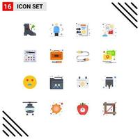 Mobile Interface Flat Color Set of 16 Pictograms of arts profit documents presentation chart Editable Pack of Creative Vector Design Elements