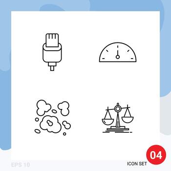 4 Universal Filledline Flat Colors Set for Web and Mobile Applications cable environment lightning performance balance Editable Vector Design Elements