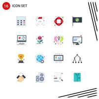 Modern Set of 16 Flat Colors and symbols such as install app help update flag Editable Pack of Creative Vector Design Elements