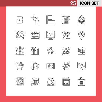 Modern Set of 25 Lines and symbols such as structure infrastructure horizontal data calculator Editable Vector Design Elements