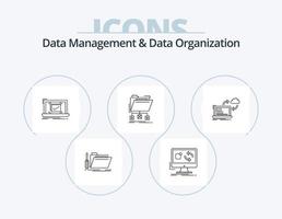 Data Management And Data Organization Line Icon Pack 5 Icon Design. save. cloud. data. global. things vector