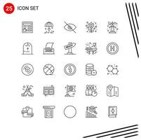 Modern Set of 25 Lines and symbols such as sustainable green energy eye ecology love Editable Vector Design Elements