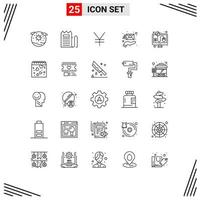 25 iconos creativos signos y símbolos modernos de sobre de pago de mano de clic elementos de diseño de vector editables de yuan