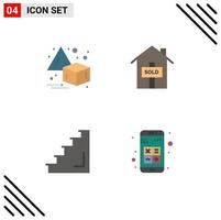 Pack of 4 creative Flat Icons of flip stage house floor add Editable Vector Design Elements