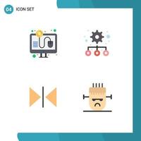 Modern Set of 4 Flat Icons and symbols such as click mirror online payment settings horror Editable Vector Design Elements