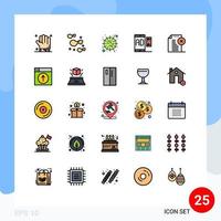 Mobile Interface Filled line Flat Color Set of 25 Pictograms of delete message influenza marketing ad Editable Vector Design Elements