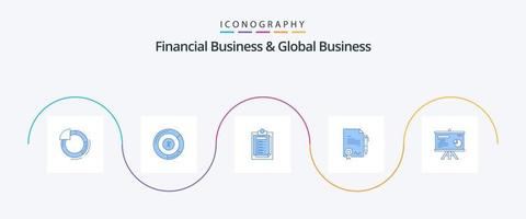paquete de iconos azul 5 de negocios financieros y negocios globales que incluye tablero. trato. tarjeta. hecho. acuerdo vector