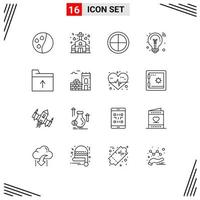 Set of 16 Vector Outlines on Grid for wall folder door document innovation Editable Vector Design Elements