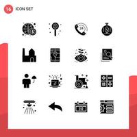16 Solid Glyph concept for Websites Mobile and Apps factory chimney power call energy green Editable Vector Design Elements