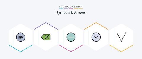 Symbols and Arrows 25 FilledLine icon pack including . . hide. down. arrow vector