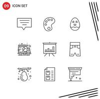 Set of 9 Modern UI Icons Symbols Signs for short beach easter presentation analytics Editable Vector Design Elements