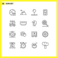 16 Thematic Vector Outlines and Editable Symbols of wifi modem coordinate wifi sign Editable Vector Design Elements