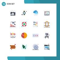 Set of 16 Modern UI Icons Symbols Signs for search business rain design user Editable Pack of Creative Vector Design Elements