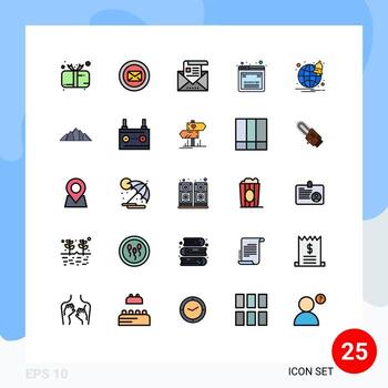 Pictogram Set of 25 Simple Filled line Flat Colors of javascript design text message letter email Editable Vector Design Elements