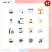 Group of 16 Modern Flat Colors Set for rose signal optimization server data Editable Pack of Creative Vector Design Elements