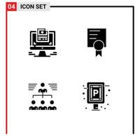 4 Creative Icons Modern Signs and Symbols of screen teamwork website school group Editable Vector Design Elements