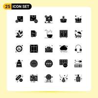 Group of 25 Modern Solid Glyphs Set for solution business shop box web Editable Vector Design Elements