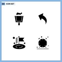 4 User Interface Solid Glyph Pack of modern Signs and Symbols of broom goal arrow arrows clock Editable Vector Design Elements