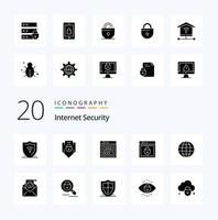 20 Internet Security Solid Glyph icon Pack like search message email security vector