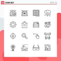 16 User Interface Outline Pack of modern Signs and Symbols of thanksgiving rain web cloud socket Editable Vector Design Elements