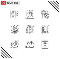 9 User Interface Outline Pack of modern Signs and Symbols of navigation thanksgiving answer thankful note Editable Vector Design Elements