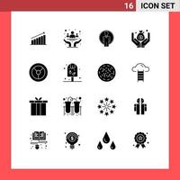 Group of 16 Solid Glyphs Signs and Symbols for money image cancer login user Editable Vector Design Elements