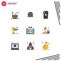 9 User Interface Flat Color Pack of modern Signs and Symbols of copyright education phone pencil camera Editable Vector Design Elements