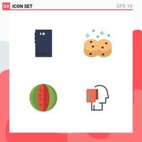 4 Thematic Vector Flat Icons and Editable Symbols of phone drink camera hygienic fruit Editable Vector Design Elements