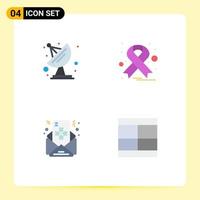 Group of 4 Flat Icons Signs and Symbols for antenna message cancer mail design Editable Vector Design Elements