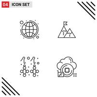 Universal Icon Symbols Group of 4 Modern Filledline Flat Colors of global mountain strategy flag earring Editable Vector Design Elements