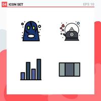 Pictogram Set of 4 Simple Filledline Flat Colors of angry analytics scary hot graph Editable Vector Design Elements