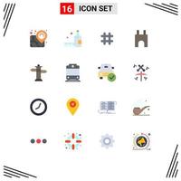 Set of 16 Modern UI Icons Symbols Signs for sign medieval hash tag fortress castle building Editable Pack of Creative Vector Design Elements