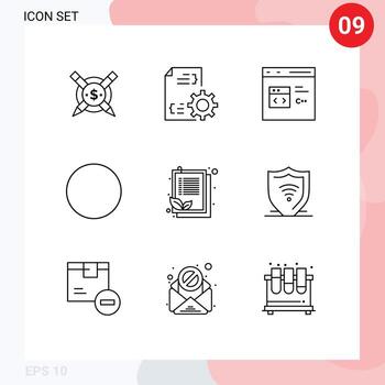 conjunto de 9 contornos vectoriales en la cuadrícula para la lista de verificación de lista c desarrollo redondo elementos de diseño vectorial editables vector
