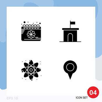 4 glifos sólidos vectoriales temáticos y símbolos editables de calendario física primavera bandera ciencia elementos de diseño vectorial editables vector