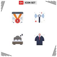 conjunto moderno de 4 iconos planos pictograma de badge beach web wifi comprar elementos de diseño vectorial editables vector