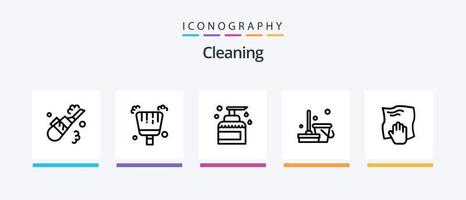 paquete de iconos de la línea de limpieza 5 que incluye limpieza. piso. limpio. limpieza. familiar. diseño de iconos creativos vector