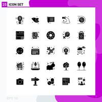 Modern Set of 25 Solid Glyphs Pictograph of waste radioactive spring pollution call Editable Vector Design Elements